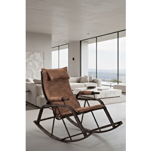 Keyi̇f Sallanir Sandalye LUMİS GARDEN Sallanan Sandalye, Metal Ayaklı Tv Koltuğu, Sallanır Dinlenme Koltuğu, Demonte Sallanan Berjer Kahverengi