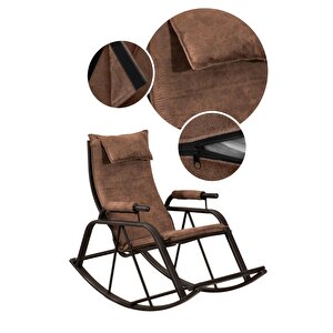 Keyi̇f Sallanir Sandalye LUMİS GARDEN Sallanan Sandalye, Metal Ayaklı Tv Koltuğu, Sallanır Dinlenme Koltuğu, Demonte Sallanan Berjer Kahverengi