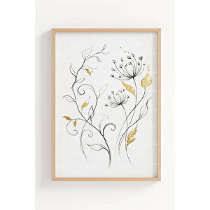 Pastel Çiçekler Minimal 3’lü Ahşap Çerçeveli Tablo Seti