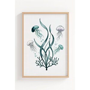 Boho Mistik Çizimler 3’lü Ahşap Çerçeveli Tablo Seti - Doğal & Spiritüel Duvar Dekoru 30x42 cm