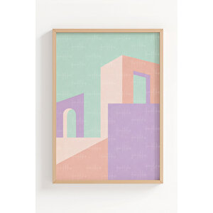 Modern Geometric Abstract 3’lü Ahşap Çerçeveli Tablo Seti 50x70 cm