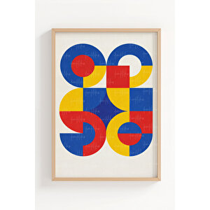 Modern Geometric Abstract 3’lü Ahşap Çerçeveli Tablo Seti