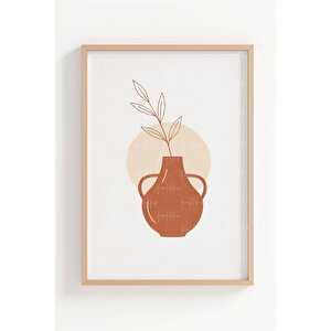 Minimal Vazo & Bitki 3’lü Ahşap Çerçeveli Tablo Seti - İskandinav Duvar Dekoru 30x42 cm