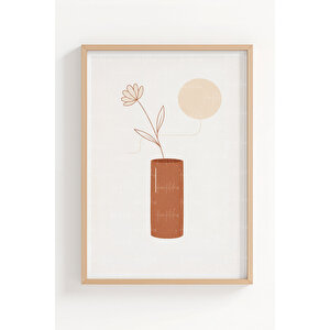 Minimal Vazo & Bitki 3’lü Ahşap Çerçeveli Tablo Seti - İskandinav Duvar Dekoru 30x42 cm