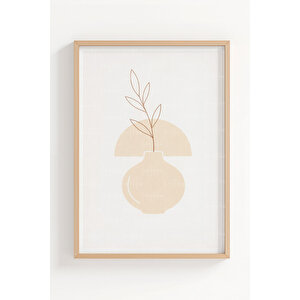 Minimal Vazo & Bitki 3’lü Ahşap Çerçeveli Tablo Seti - İskandinav Duvar Dekoru