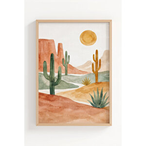 Bohem Çöl Manzarası 3’lü Ahşap Çerçeveli Tablo Seti 21x30 cm