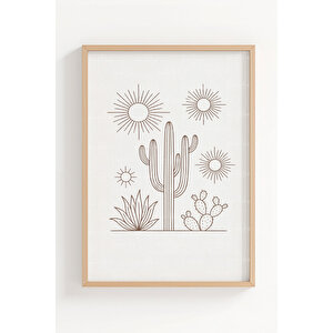 Bohem Çöl Manzarası 3’lü Ahşap Çerçeveli Tablo Seti