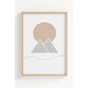 Minimal Dağ Manzaraları 3’lü Ahşap Çerçeveli Tablo Seti – Modern Doğa Duvar Dekoru 50x70 cm