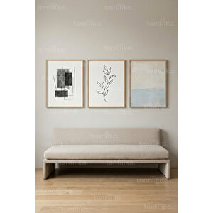 Soft Minimal Abstract Nature 3’lü Ahşap Çerçeveli Tablo Seti 30x42 cm