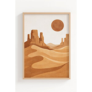 Doğa Manzaraları 3’lü Ahşap Çerçeveli Tablo Seti – Toprak Tonlu Duvar Dekoru 50x70 cm