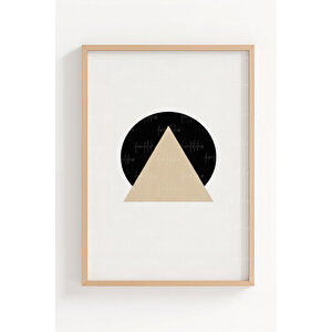 Geometrik Denge Minimal 3’lü Ahşap Çerçeveli Tablo Seti – Modern Duvar Dekoru 50x70 cm