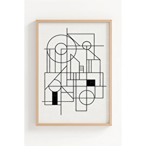 Monokrom Geometrik 3’lü Ahşap Çerçeveli Tablo Seti 50x70 cm
