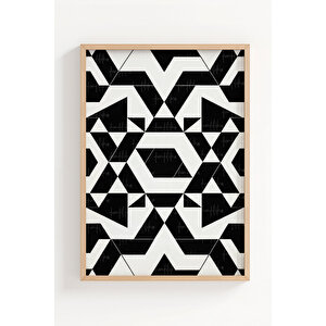 Monokrom Geometrik 3’lü Ahşap Çerçeveli Tablo Seti