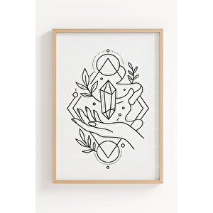 Spiritüel Çizgi Sanatı 3’lü Ahşap Çerçeveli Tablo Seti 30x42 cm