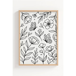 Spiritüel Çizgi Sanatı 3’lü Ahşap Çerçeveli Tablo Seti