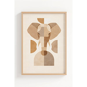 Geometrik Safari Hayvanları 3’lü Ahşap Çerçeveli Tablo Seti - Modern Duvar Dekoru 30x42 cm