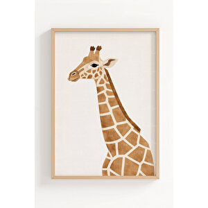 Geometrik Safari Hayvanları 3’lü Ahşap Çerçeveli Tablo Seti - Modern Duvar Dekoru