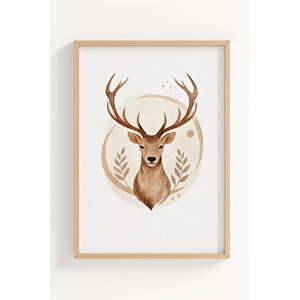 Orman Hayvanları 3’lü Ahşap Çerçeveli Tablo Seti - Doğal Modern Duvar Dekoru 21x30 cm