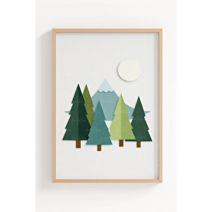 Sevimli Doğa Ve Hayvan Figürleri 3’lü Ahşap Çerçeveli Tablo Seti - Çocuk Odası Dekoru 30x42 cm