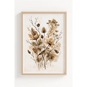 Doğal Doku Ve Sulu Boya Etkili 3’lü Ahşap Çerçeveli Tablo Seti 50x70 cm