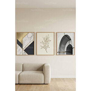 Modern Luxury Abstract Nature 3’lü Ahşap Çerçeveli Tablo Seti 21x30 cm