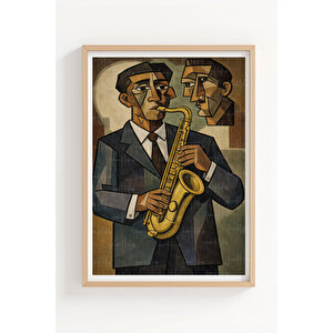 Kübist Yaşam 3’lü Ahşap Çerçeveli Tablo Seti 21x30 cm