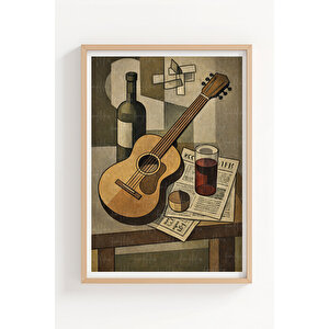 Kübist Yaşam 3’lü Ahşap Çerçeveli Tablo Seti