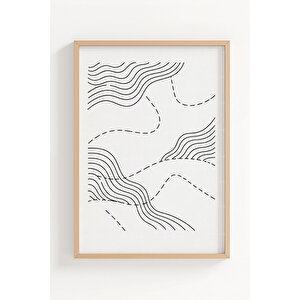 Çizgisel Denge 3’lü Ahşap Çerçeveli Tablo Seti 21x30 cm