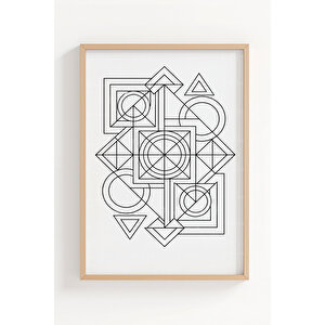 Çizgisel Denge 3’lü Ahşap Çerçeveli Tablo Seti