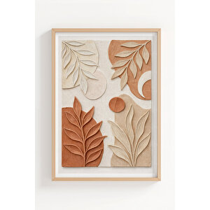 Doğal Dokular Modern 3’lü Ahşap Çerçeveli Tablo Seti 21x30 cm
