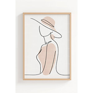 Tek Çizgi İnsan Figürleri Minimal 3’lü Ahşap Çerçeveli Tablo Seti – Modern Duvar Dekoru 50x70 cm