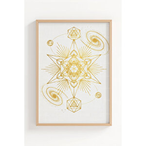 Sacred Geometry Gold Line 3’lü Ahşap Çerçeveli Tablo Seti 50x70 cm