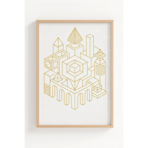 Sacred Geometry Gold Line 3’lü Ahşap Çerçeveli Tablo Seti