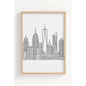 Çizgisel Denge 3’lü Ahşap Çerçeveli Tablo Seti 50x70 cm