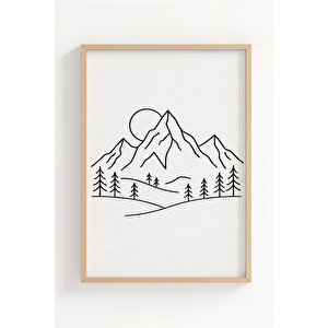 Çizgisel Denge 3’lü Ahşap Çerçeveli Tablo Seti 50x70 cm