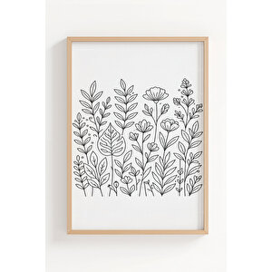 Çizgisel Denge 3’lü Ahşap Çerçeveli Tablo Seti