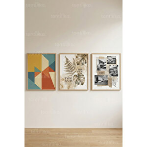 Modern Eclectic Design 3’lü Ahşap Çerçeveli Tablo Seti 50x70 cm