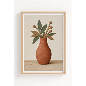 Modern Soyut Formlar 3’lü Ahşap Çerçeveli Tablo Seti - Salon Duvar Dekoru