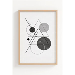 Minimal Geometrik Ve İlham Verici Söz 3’lü Ahşap Çerçeveli Tablo Seti 50x70 cm