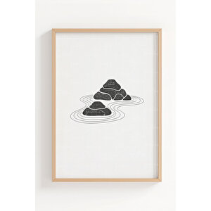 Zen Sadelik 3’lü Ahşap Çerçeveli Tablo Seti - Japandi Minimal Duvar Dekoru 21x30 cm