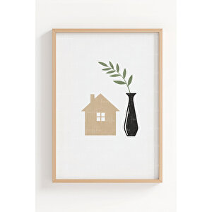 Zen Sadelik 3’lü Ahşap Çerçeveli Tablo Seti - Japandi Minimal Duvar Dekoru 21x30 cm