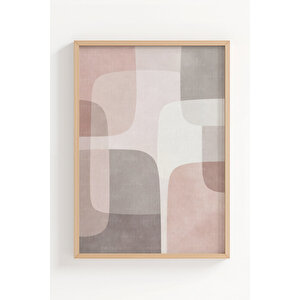 Soft Pastel Soyut Formlar 3’lü Ahşap Çerçeveli Tablo Seti 30x42 cm