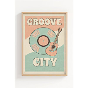 Retro Music Groove 3’lü Ahşap Çerçeveli Tablo Seti 21x30 cm