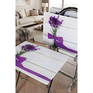 Lumi̇s Garden Lumi̇sgarden 4’lü Katlanır Cam Beyaz Kurdele Desenli Çanta Zigon Sehpa – Krom Ayak Gümüş 01