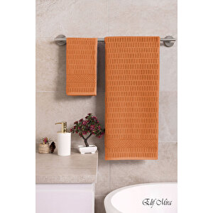 Banyo Havlu Seti %100 Pamuk 2 Parça (50×90 + 90×150 Cm) | Soft Comfort Turuncu