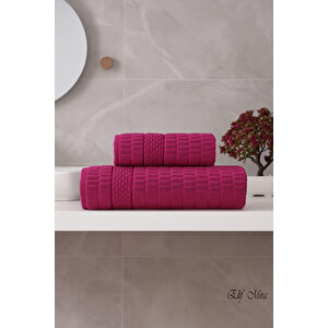 Banyo Havlu Seti %100 Pamuk 2 Parça (50×90 + 90×150 Cm) | Soft Comfort Vişne
