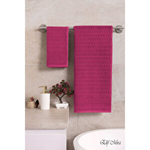 Banyo Havlu Seti %100 Pamuk 2 Parça (50×90 + 90×150 Cm) | Soft Comfort Vişne