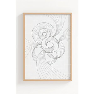 Minimal Line Art Harmony 3’lü Ahşap Çerçeveli Tablo Seti