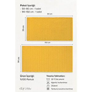 Banyo Havlu Seti %100 Pamuk 2 Parça (50×90 + 90×150 Cm) | Soft Comfort Sarı