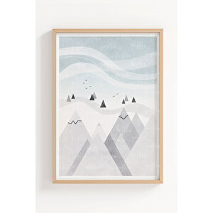 İskandinav Doğa Manzaraları 3’lü Ahşap Çerçeveli Tablo Seti - Sakin Modern Duvar Dekoru 21x30 cm